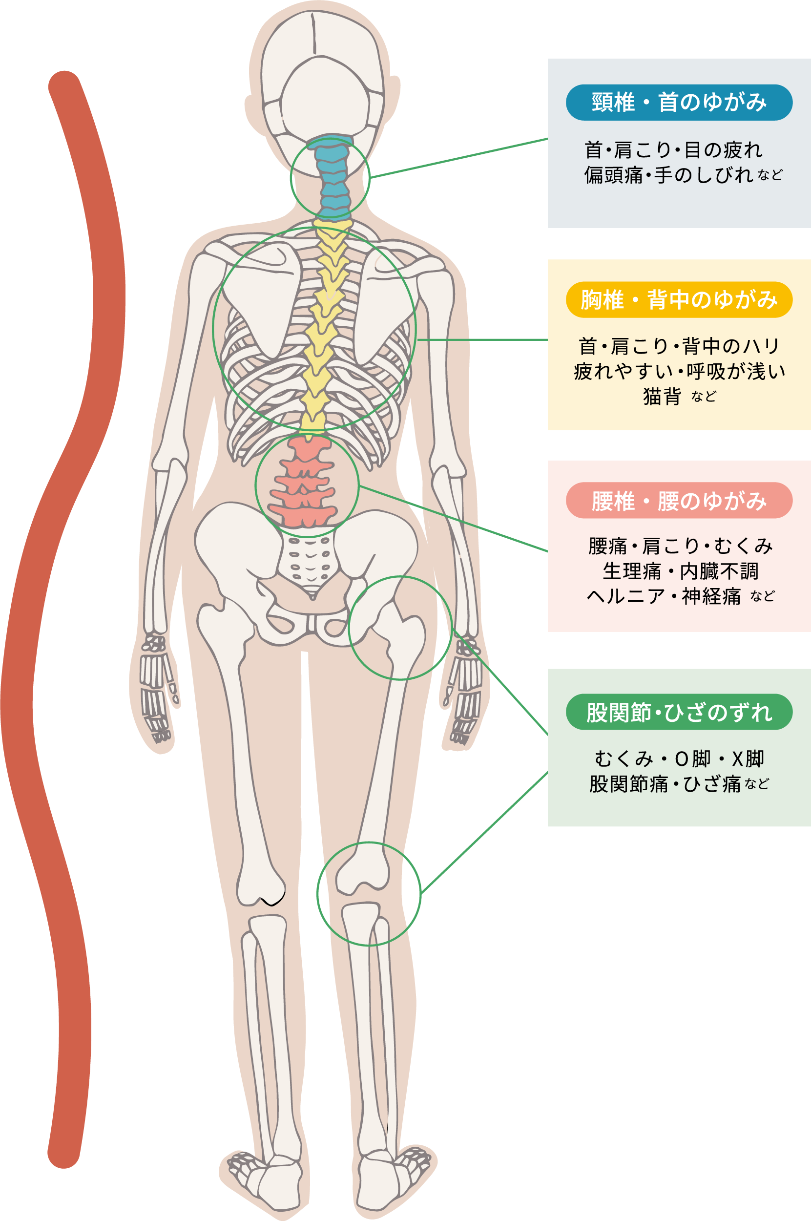 体の動きが代償されている（運動連鎖の乱れ）